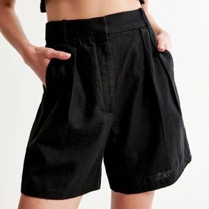 Abercrombie Linen Blend Black Tailored Shorts sz M